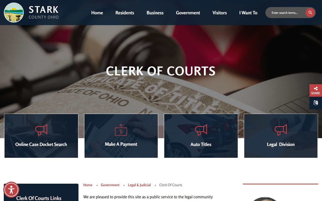 Stark County court records after jail arrest clerk of courts access